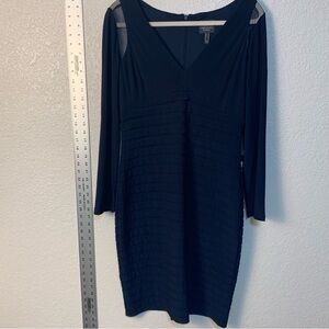 Adrianna Papell Dark blue Long Sleeve V-Neck Sheath Dress